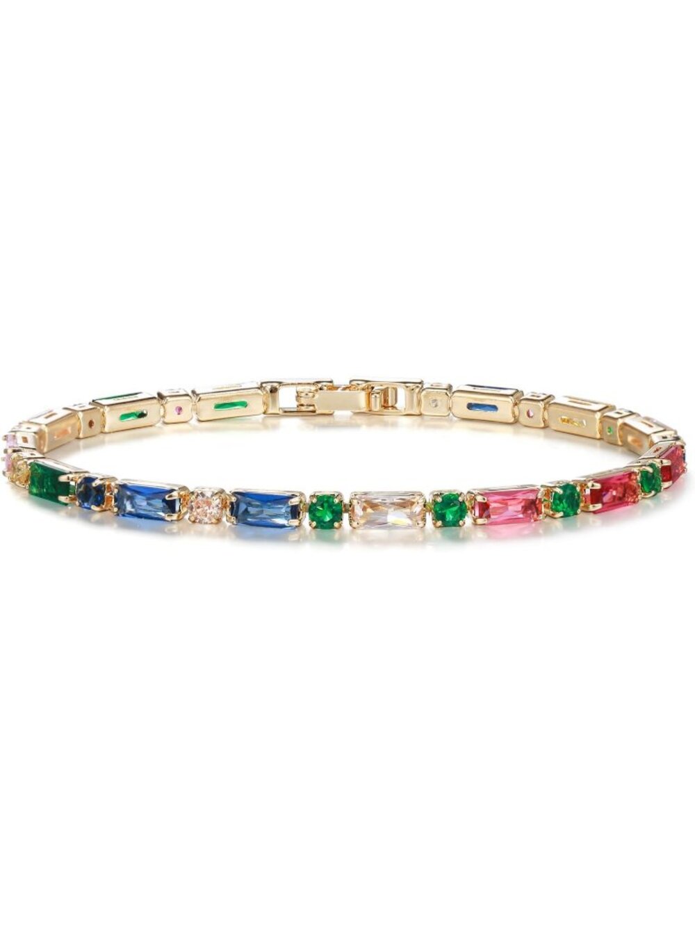 Style 8A Cubic Zirconia Tennis Dainty Adjustable Bracelet Gold Plate